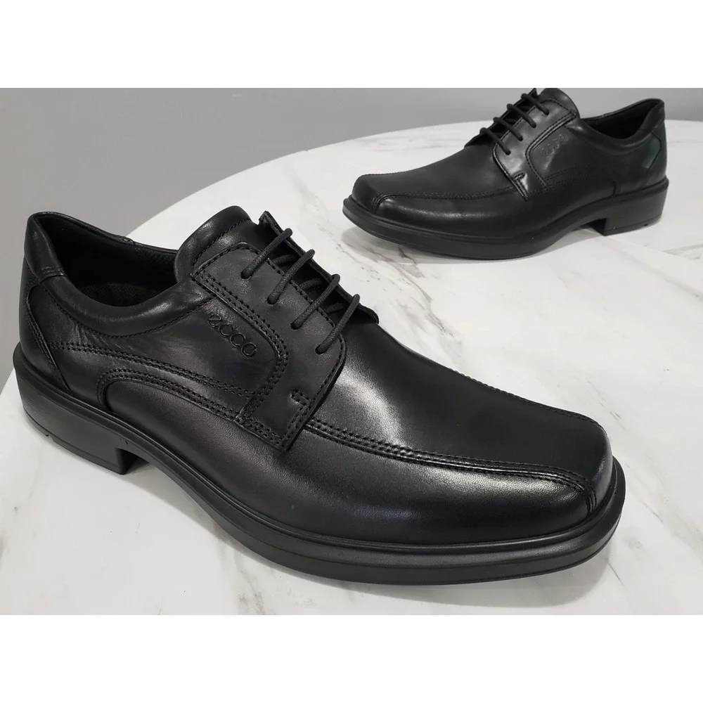 NEW Ecco Helsinki 2 Leather Derby Shoes Square Toe Black Size US 10-10.5 EU44